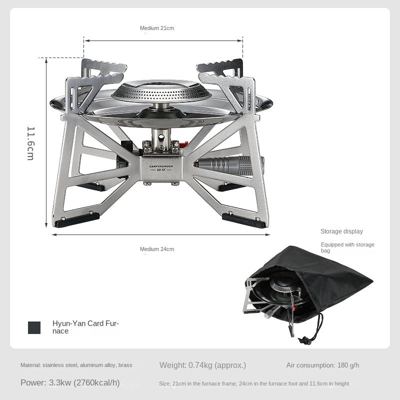 Campingmoon XD-5F IGT Cassette Stove Head Portable Lightweight Modular 1 Unit IGT Camping Butane Gas Stove Standard Nozzle Canister Tank 3.3kw Firepower