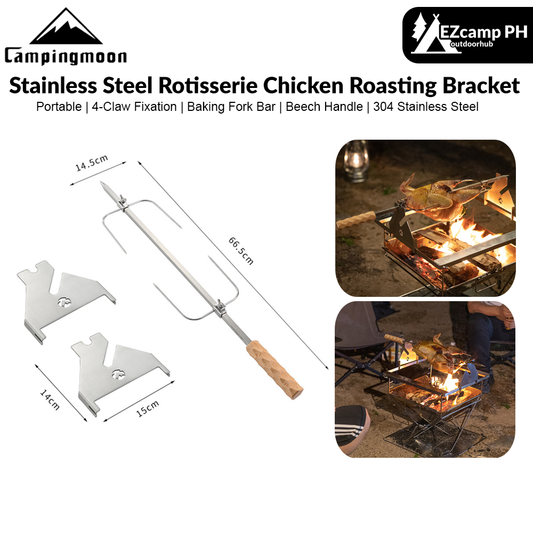 Campingmoon Stainless Steel Rotisserie Chicken Roasting Bracket Rack Add-on Accessories Charcoal Grill Rotating Chicken Rack Four-Claw Fixed