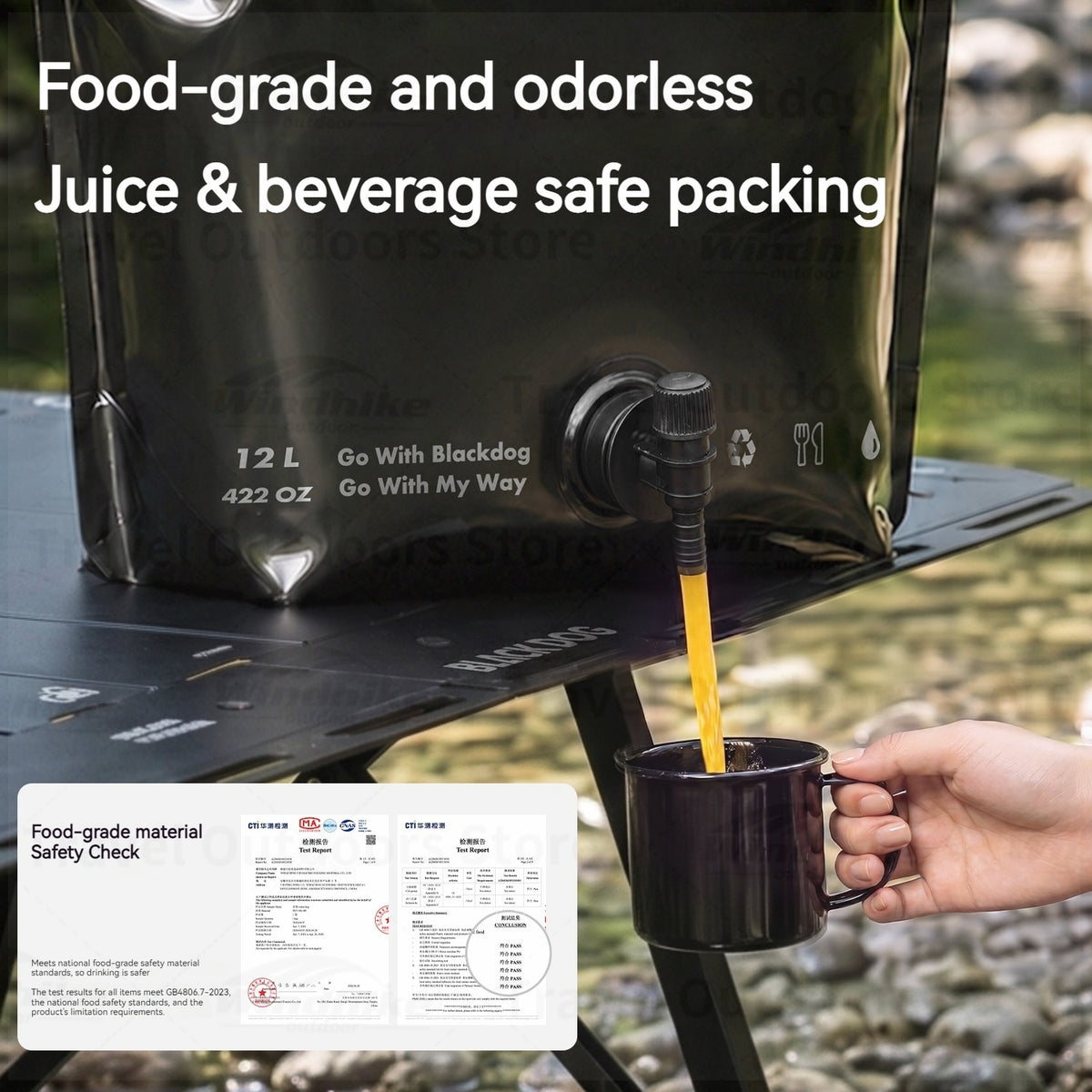 Blackdog LIGHT SPRING 12L Water Bag Portable Black Outdoor Camping Storage Bladder Bag With Faucet