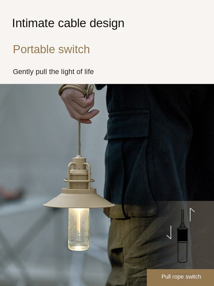 Mobi Garden Pull String Atmosphere Lamp Outdoor Waterproof Lantern LED Light Hanging Pull Switch IPX4 Waterproof 3 AAA Battery Camping Lighting 2700-6000k Color Temp Mobigarden