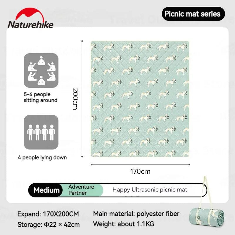 Naturehike HAPPY Series Ultrasonic Picnic Mat Camping Waterproof Moisture Proof 3-10 Persons Outdoor Beach Park Cushion Tent Sleeping Pad Eco-Friendly Cotton Blankets Nature Hike Village 6.0 13 Mat Add-on