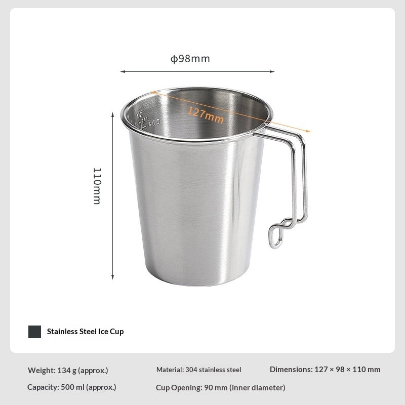 Campingmoon S520 Stainless Steel Cup 500ml Hanging Handle Hot Cold Coffee Tea Sierra Camping Mug