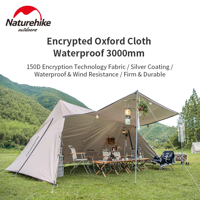 Naturehike Cloud Desk M Twin Tower Shelter Outdoor Camping Tent Tarp Portable Waterproof with Projector Screen 4 Poles Canopy Awning Glamping Shelter