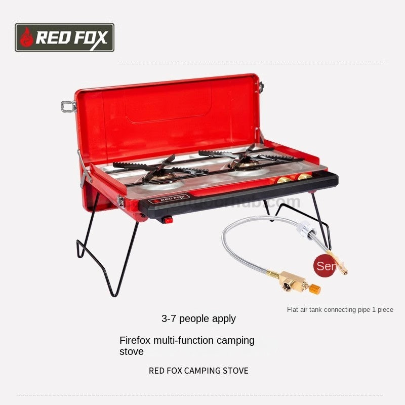Redfox FIREFOX Double Butane Stove Portable Foldable Dual Burner Double Windproof Kitchen Split Cassette Canister Outdoor Camping Cold Rolled Steel