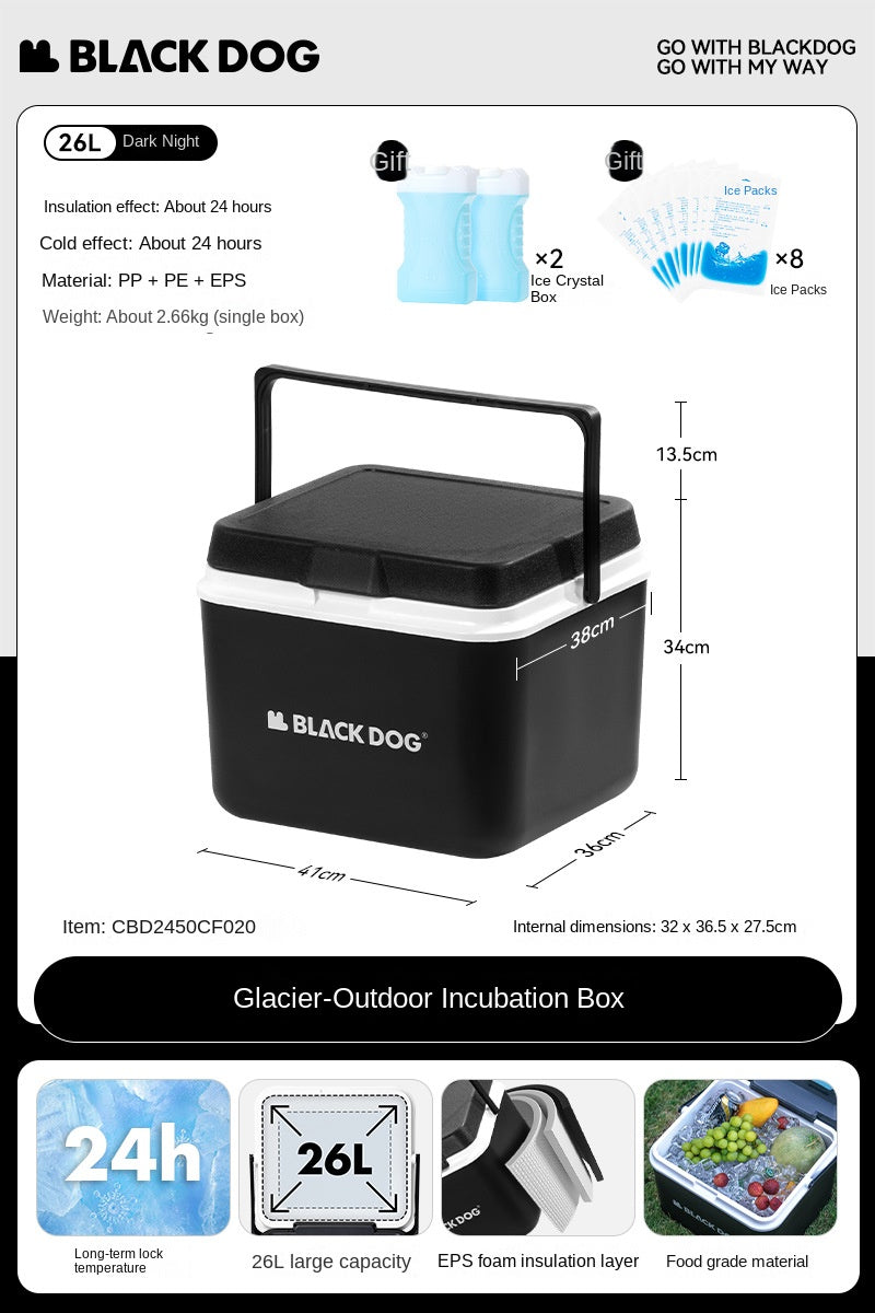 BLACKDOG ICELAND Cooler Storage Box 13L 25L Hot and Cold up to 48H Foods Drinks Ice Outdoor 3 Layer PP EPS Insulation Chest Container 50kg Max Load