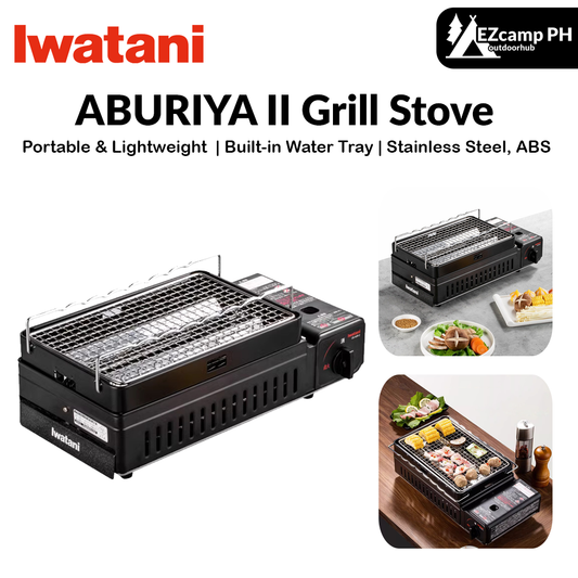 Iwatani ABURIYA II Grill Stove Portable Lightweight Butane Canister Cassette Stove Grill 2.3kw Firepower Charcoal-less Outdoor Camping Travel Griller Original Made in Japan