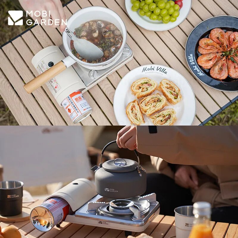 Mobi Garden x Iwatani BANQUET Portable Butane Gas Stove Cassette Standard Nozzle Canister Camping Mini Burner 1.86kw Firepower Outdoor Heavy Duty Cooking Equipment with Hard Case Storage Mobigarden