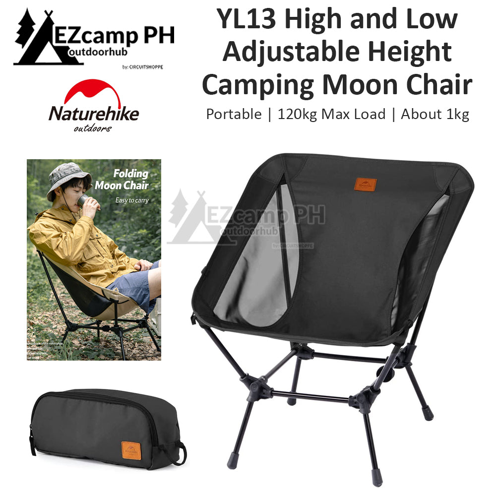 Naturehike YL13 Outdoor Folding Moon Chair 120kg Max Load Ultralight Adjustable Height High or Low Camping Portable Foldable Chair 600D Oxford