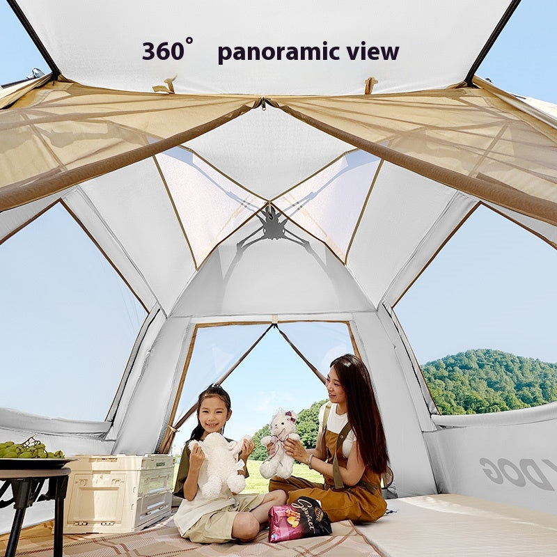 Blackdog LEISURE 2.1 Base Automatic Tent Portable Foldable 2-4 Persons Quick Open Picnic Tent 2 Door Window Design Waterproof Camping Sunshade Silver Coated