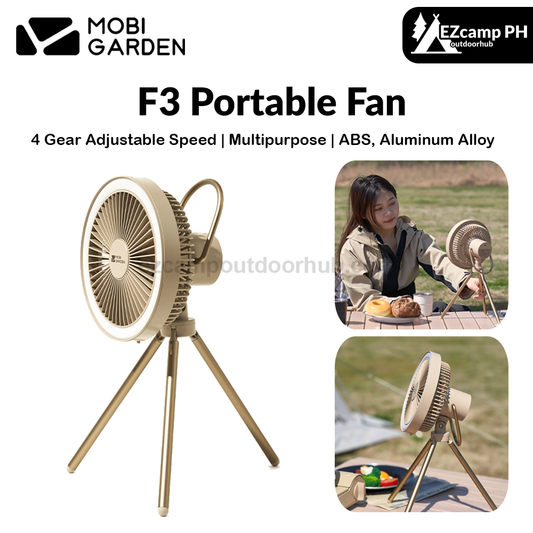 Mobi Garden F3 Portable Fan Ultralight Multipurpose Small Desktop Electric Ceiling Fan With Built-in Ring Light ABS Aluminum Alloy Camping Hiking