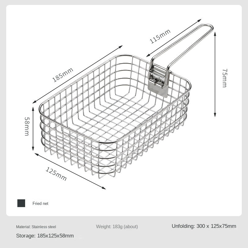 Campingmoon S-1218 Stainless Steel Frying Basket Portable Lightweight Mesh Strainer Deep Fryer For Lunchbox Outdoor Camping Cookware Accessories Add-on