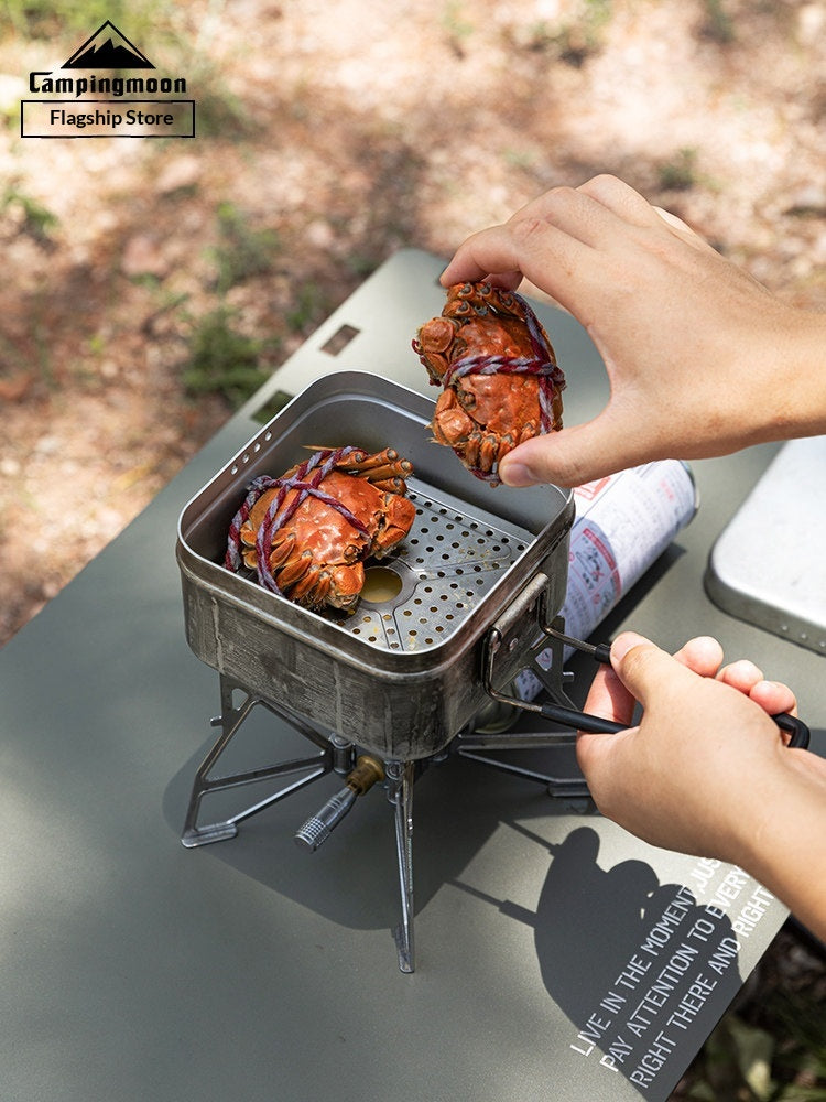 Campingmoon Square Lunch Box Portable Lightweight Aluminum Oxide Open Flame Heated Outdoor Picnic Camping Cookware Kitchenware