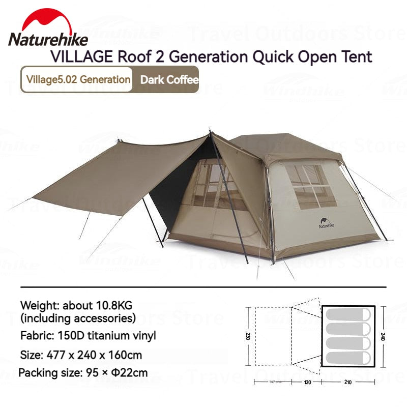 Naturehike VILLAGE Series 5.0 Gen 2 Fast Build Automatic Cabin Tent –  ezcampphoutdoorhub