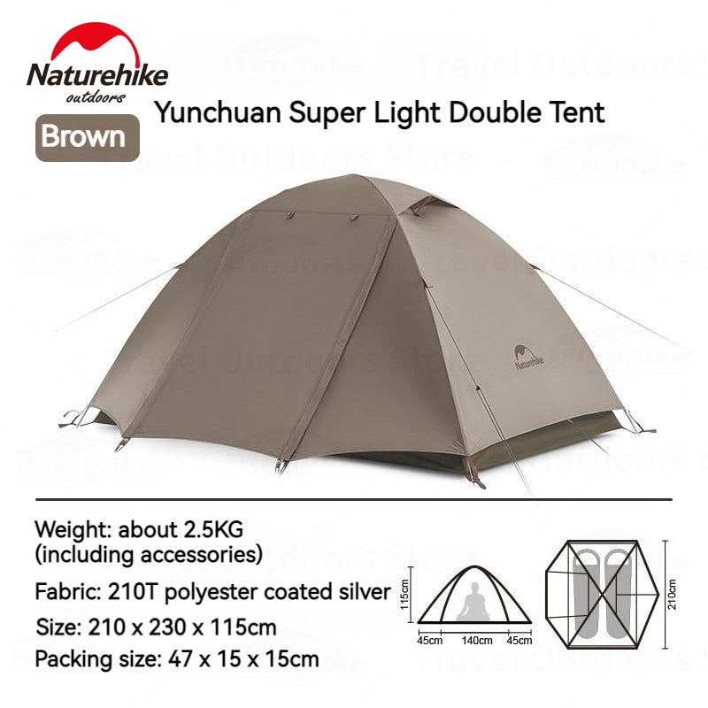 Naturehike CLOUD RIVER Series 2 / 3 Person Ultralight Camping Hiking Tent Portable Waterproof Silver Coated UPF50+ Awning Aluminum Pole Backpacking