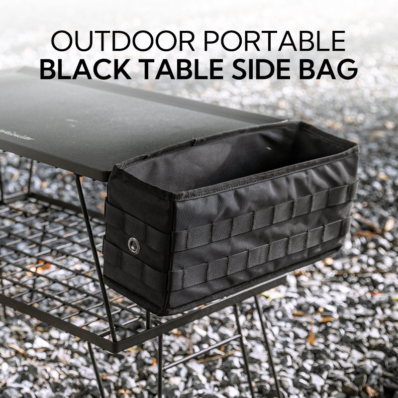 Campingmoon Black Table and Chair Side Storage Bag Outdoor Camping Tactical Design Portable Foldable Polyester Small Large Universal Armrest Hanging Side Pocket Bag Camping Moon BK-1212 BK-1235