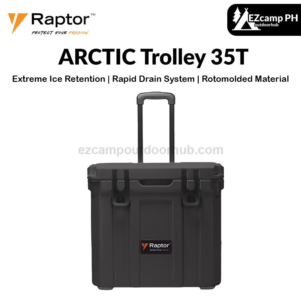 Raptor ARCTIC Trolley 35T 35L Large Capacity Food Drink Ice Storage Chest Container Extreme Ice Retention Up To 5 Days Rotomolded Premium Cooler Outdoor
