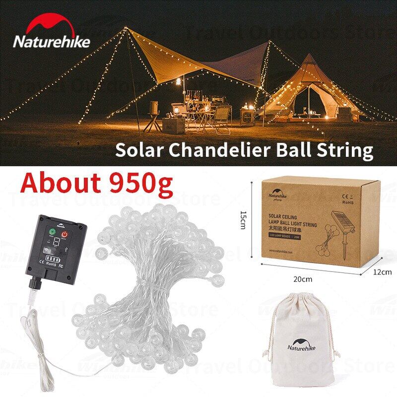 Naturehike Solar String LED Lights 100 Lamp Balls in 20m Wire Length 1200mAh Solar USB Charging Battery IPX4 Waterproof Outdoor Camping Atmosphere Ambient Lighting Lantern with Remote Control Nature Hike