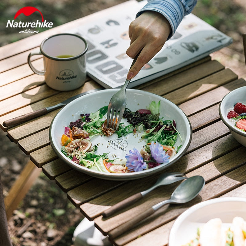 Naturehike Premium Enamel Coated Tableware Cup Dish Plate Bowl Coffee Mug Camping Outdoor Dinnerware Mug Glass Glazed Glossy Finish Elegant Utensil