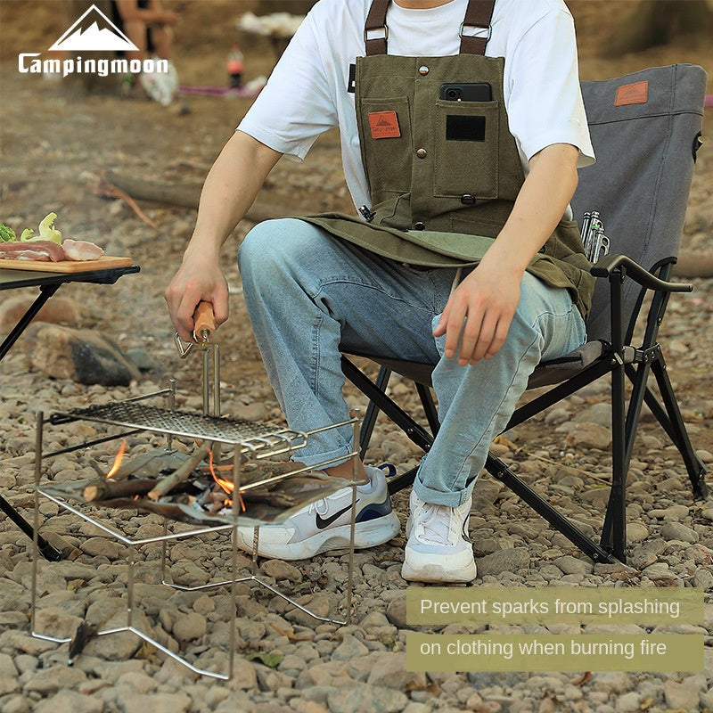 Campingmoon Q1 Outdoor Camping Vest Portable Lightweight Multifunctional Detachable Apron With Pockets Work Clothes Overalls Tools Equipment Storage Canvas Material Hiking Cooking Gardening Picnic Beach Travel Heavy Duty Original Camping Moon