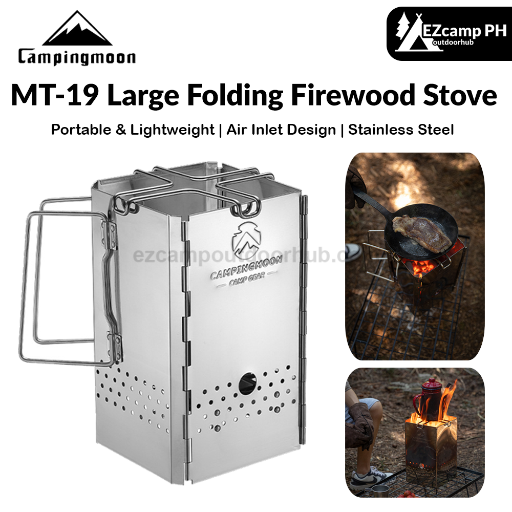 Campingmoon MT-19 Large Folding Firewood Stove Portable Fire Starter Charcoal Burner Grill Stove with Storage Bag Outdoor Tool Equipment MT-19-W