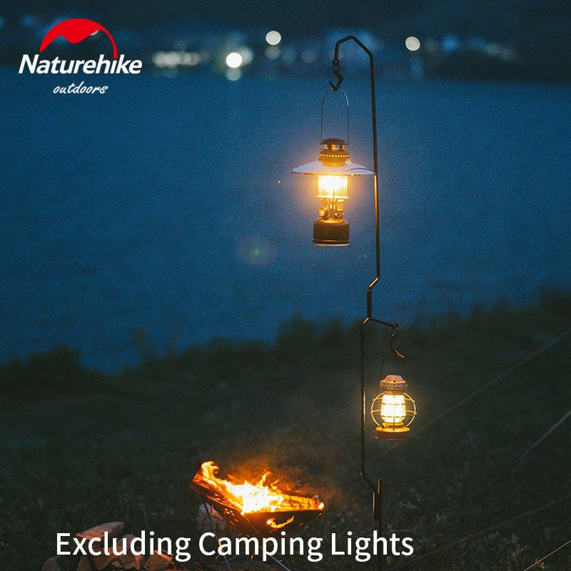 Naturehike Single Log Iron Lamp Holder Portable Outdoor Hiking Camping Lamp Post Support Hanger Multi Purpose Storage Hook Easy To Carry Nature Hike