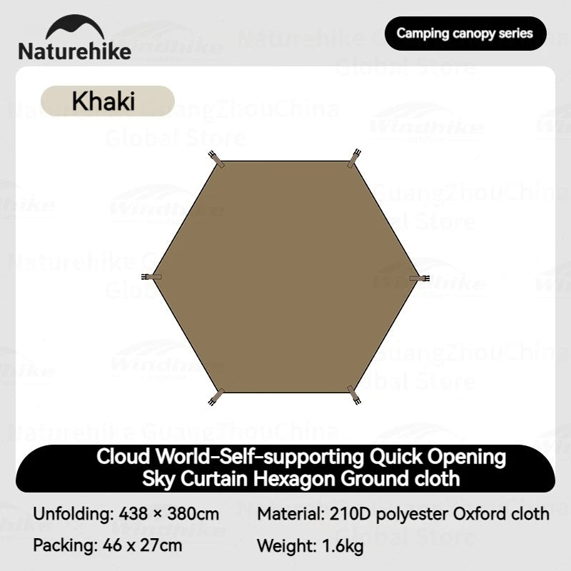 Naturehike CLOUD WORLD Series Hexagon Dome Modular Automatic Tent Canopy UPF12500+ Sunshade Windproof Waterproof PU5000+ Quick Open Tent Tarp Chimney