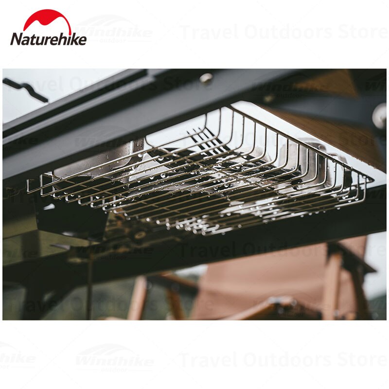 Naturehike Camping Portable Shelf IGT Compatible 304 Stainless Steel Draining Basket Tray Kitchen Storage Basket Integrated Grill Stove Table Add on