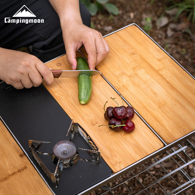 Campingmoon IGT Bamboo Board Plate Cutting Board For Chopping & Cover Integrated Grill Table Available In 1 & 1/2-Unit Size Outdoor Ck-P25 CK-P12