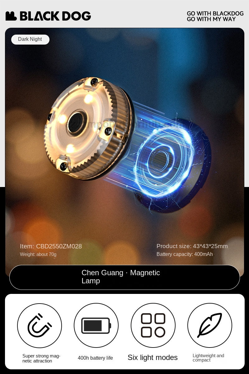 Blackdog DAWN Magnetic Mini Lamp LED Lantern Light 6 Lighting Modes Super Strong Magnet Outdoor Camping Hiking Up To 400h Battery Life USB Charging
