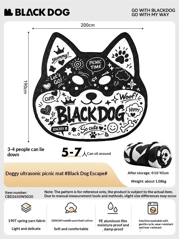 BLACKDOG DOGGY Ultrasonic Picnic Mat Portable Foldable Oversized Mattress Ground Pad Moisture Barrier Skin Friendly Machine Washable Outdoor Camping