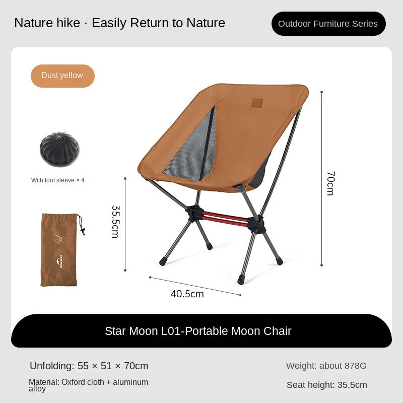 Naturehike STELLALUNA L01 L02 Small Large Portable Outdoor Camping Ultralight Folding Moon Chair 120kg Max Load Aluminum Alloy 600D Oxford Cloth Hiking Travel Picnic Foldable Small Size Seat Nature Hike YL08 YL10