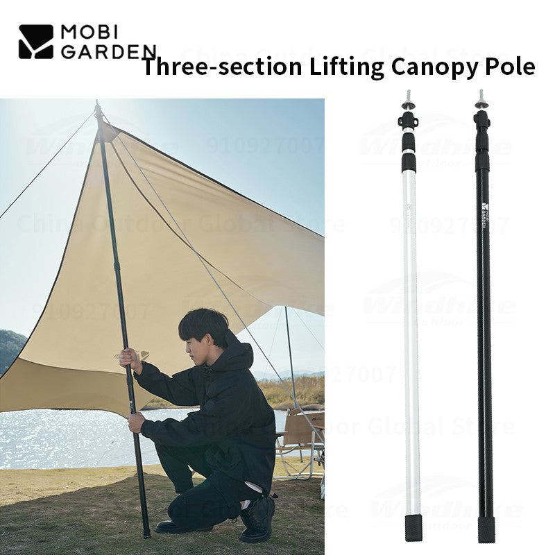 MOBI GARDEN Outdoor Camping Tent Pole 3 Section Adjustable Canopy Front Hall Support Rod Retractable Aluminum Alloy Accessories