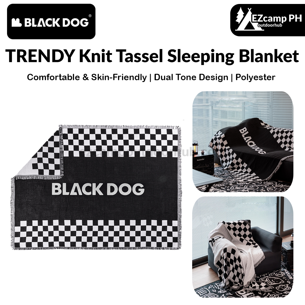 Blackdog TRENDY Knit Tassel Sleeping Blanket Dual-Tone and Dual-Face Checkered Pattern Comfortable Skin-Friendly Tassel Design Bed Sheet Outdoor