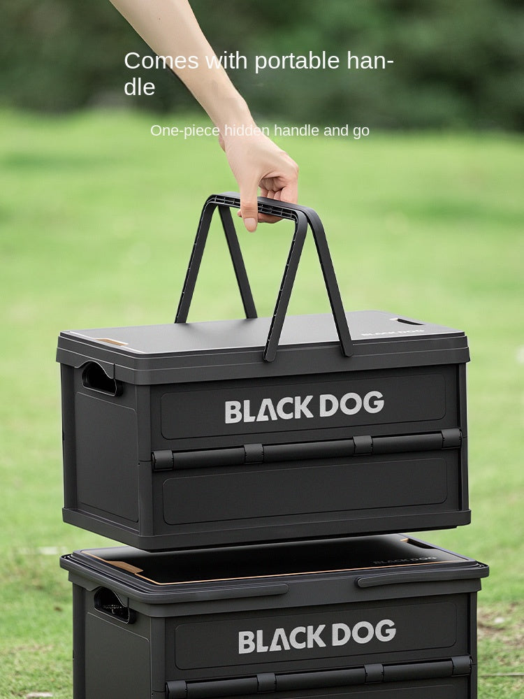 Blackdog PP Folding Storage Box Portable Foldable Multipurpose 23/45L Collapsible Black Storage Container With Wood Table Board Outdoor Camping