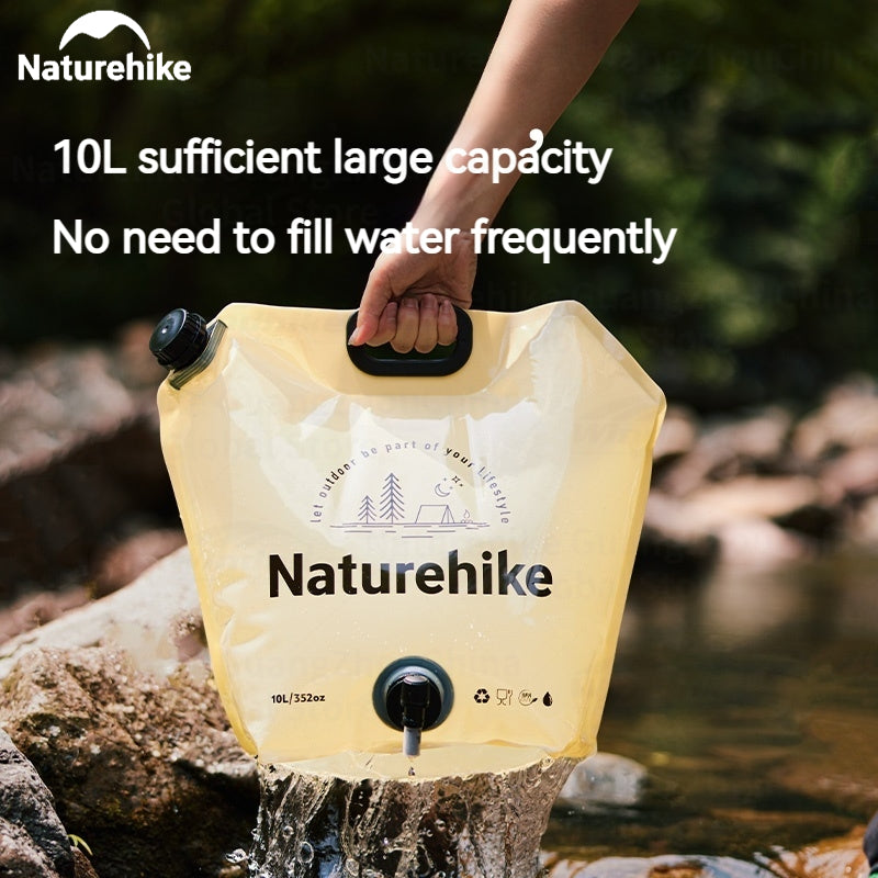 Naturehike Outdoor Water Bag Portable Lightweight Foldable 10L Large Capacity With Faucet Handle Folding Thick Soft Food Grade Water Container Camping