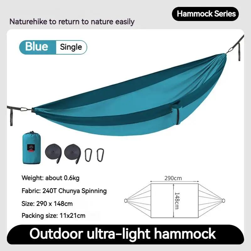 Naturehike LONE BOAT Ultralight Swing Hammock Series Upgraded 1 and 2 Person Adult & Children Tree Hanging Bed Camping 180kg Max Load 240T Nylon