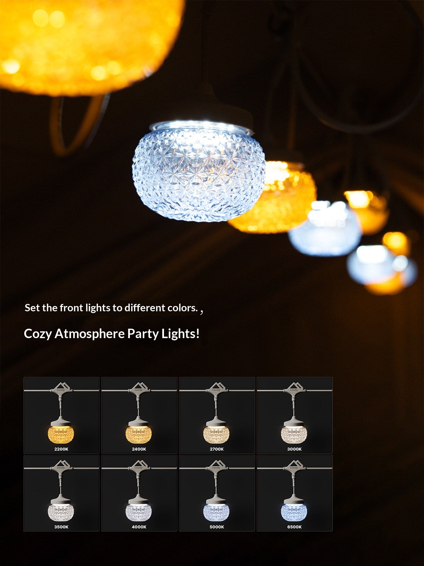 Coody GLOWNA String Light Smart Party Light Tent Camp Premium Atmosphere Ambient Lamps LED String Adjustable Color Temperature Strip Lantern Outdoor