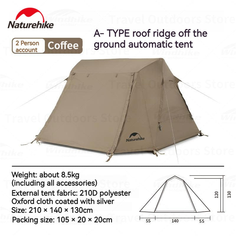 Naturehike A-TYPE Series Off the Ground Automatic Camping Tent for 1 and 2 Person 210D Outdoor Waterproof Folding Bed Cot + Shelter Easy Quick Setup