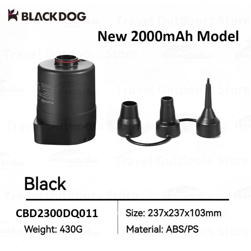 BLACKDOG by Naturehike Black Electric Wireless Air Inflator Pump 6000mAh Battery Rechargeable Portable 2.5kpa Universal Air Mattress Bed Tent Sofa