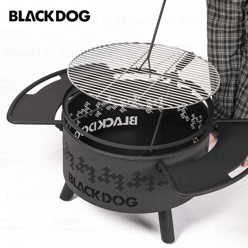 BLACKDOG by Naturehike 3-5 People 47cm Outdoor Black Barbecue Charcoal Firewood Grill Burner Picnic Camping Bonfire Rack BBQ Grilling Fire Wood Pit