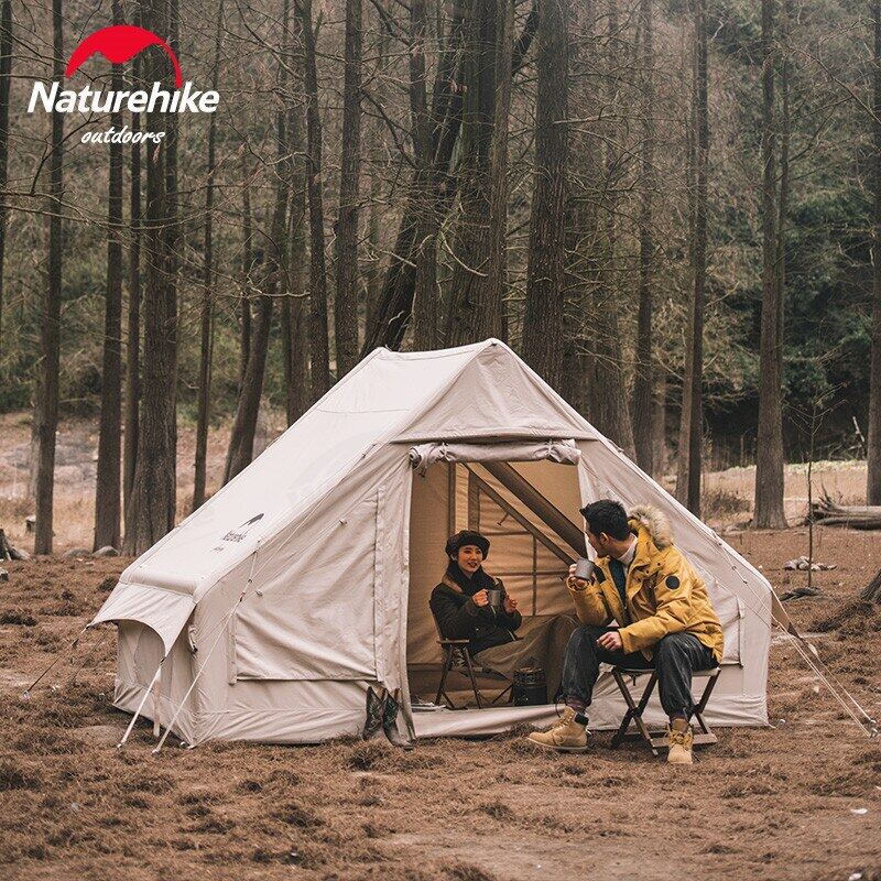 Naturehike EXTEND AIR Series 6.3 Air Inflatable Blended Cotton Camping Glamping Tent for 4 Persons Air PVC Pole Waterproof Outdoor Shelter 6.3SQM Space