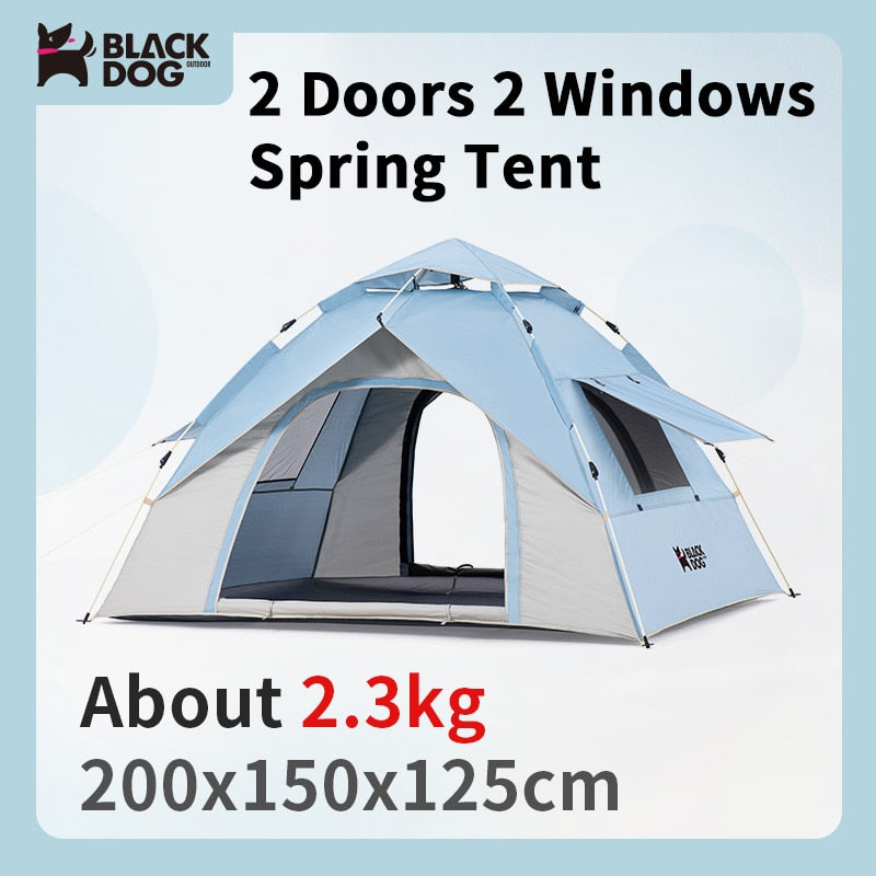 BLACKDOG by Naturehike Automatic 2 Doors 2 Windows Auto Pop Up Camping Tent for 2 3 4 Person Waterproof Windproof Quick Setup