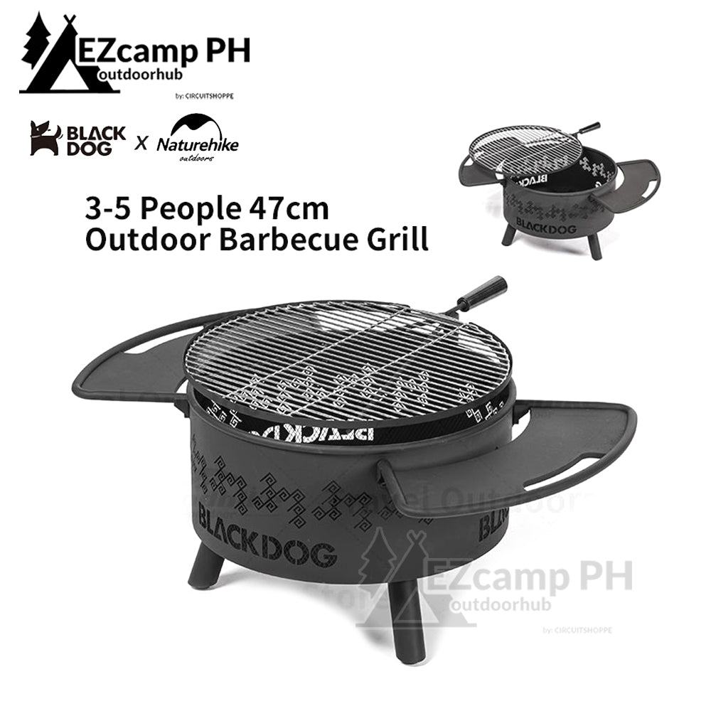 BLACKDOG by Naturehike 3-5 People 47cm Outdoor Black Barbecue Charcoal Firewood Grill Burner Picnic Camping Bonfire Rack BBQ Grilling Fire Wood Pit