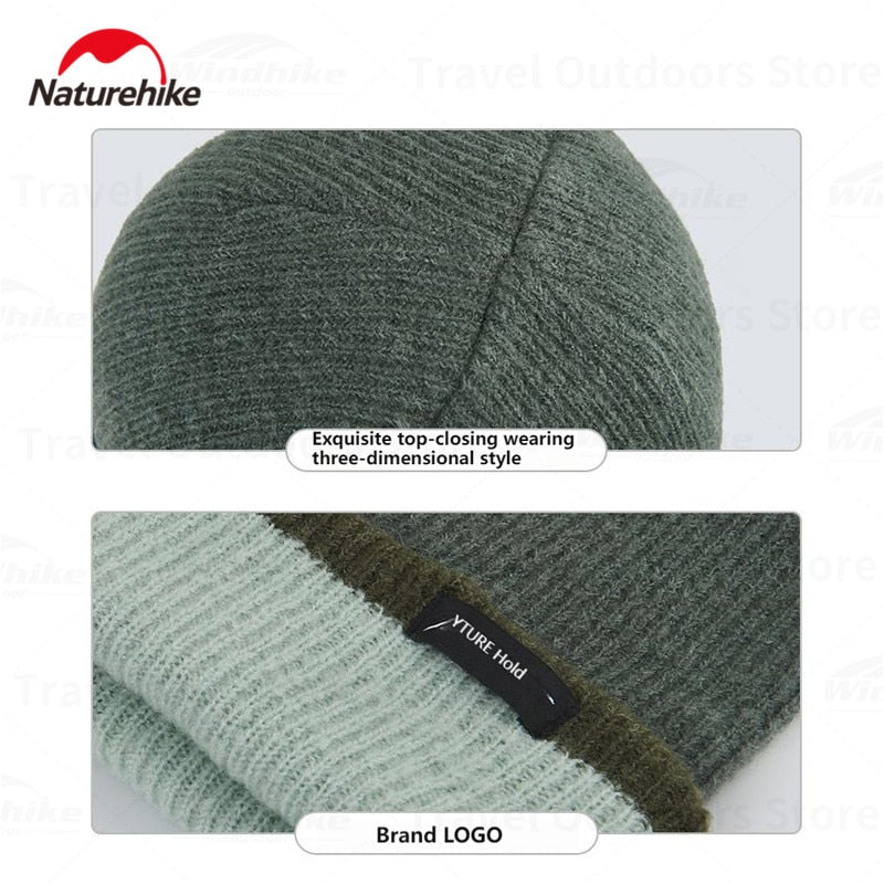 Naturehike Winter Warm Double Layer Premium Wool Hat for Men Women Outdoor Sports Unisex Bonnet Knitted Hat Trendy Color Blocking Knit Hat Cap Bonet