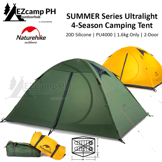 Naturehike SUMMER Series 2 Person 4 Season Portable Camping Tent Ultralight 1.6Kg Double Layer 20D Nylon Silicone Pu4000mm Hiking Backpacking Tent