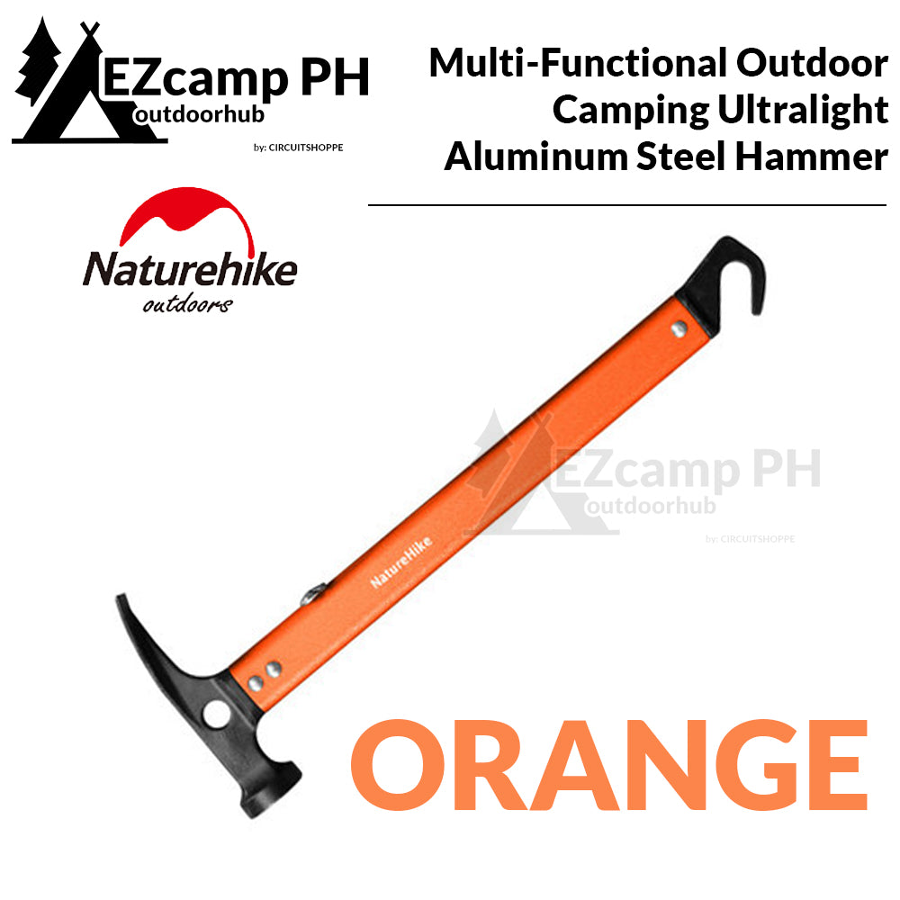 Naturehike Outdoor Multi Functional Aluminum Steel Hammer Peg Nail Stakes Puller Setter Light Weight Ultralight Martilyo Heavy Duty Mallet Tent Tool