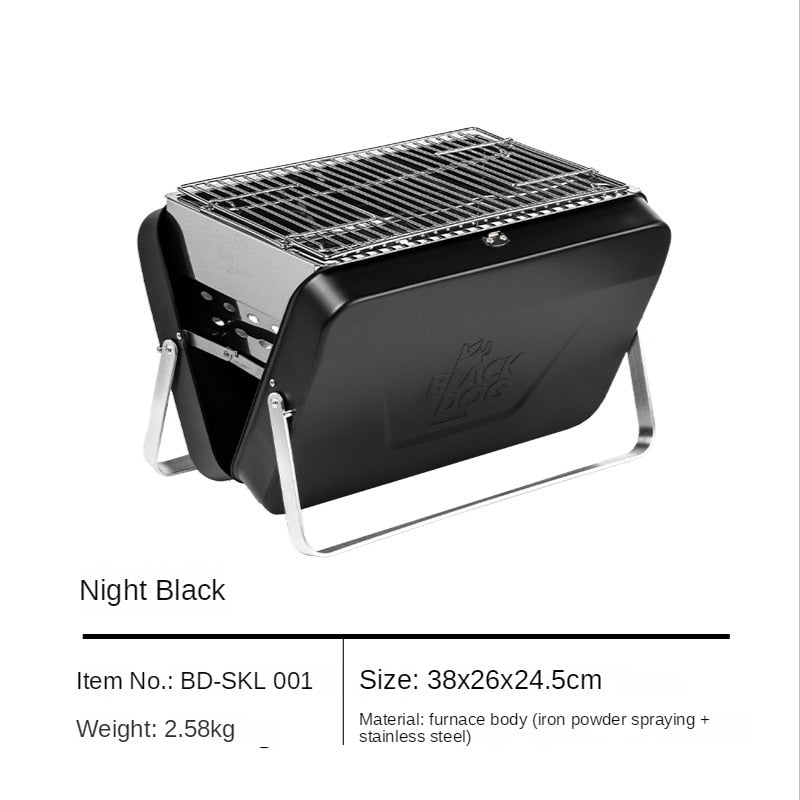 BLACKDOG by Naturehike Portable Black Suitcase Type Charcoal Folding BBQ Grill Outdoor Camping Foldable Lightweight Heavy Duty Stainless Steel Griller