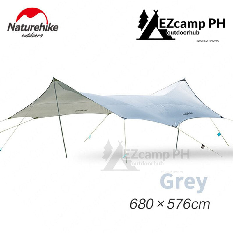 Naturehike CLOUD MORAINE Extra Large Camping Awning Canopy Shelter Tarp Tent with 2 Poles UPF50+ Sun Screen 20sqm Shade Area Waterproof Silver Coat