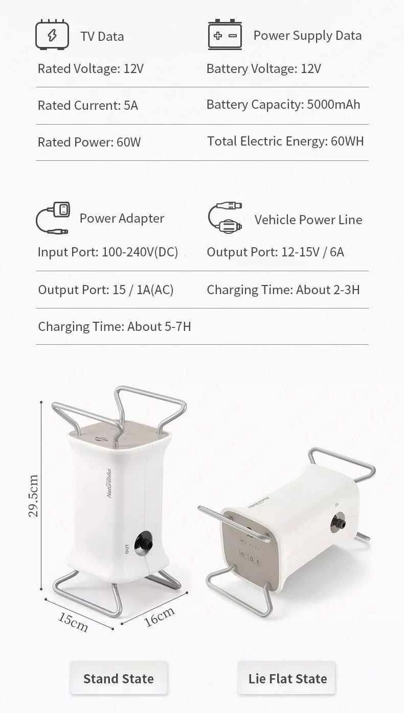 Naturehike 2 in 1 Vehicle Car Mounted Camping Bath Shower Water Pump Wireless Battery Powered Rechargeable 12V DC or 220V AC Portable Waterproof