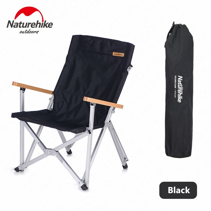 Naturehike Aluminum Alloy Folding Chair Wood Arm Rest Portable up to 120kg Max Load with Storage Bag Camping Outdoor Foldable Director Chair Shangye